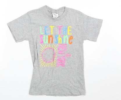 Delta Girls Grey  Cotton Pullover T-Shirt Size M Crew Neck  - Let the Sun Shine- Newyork