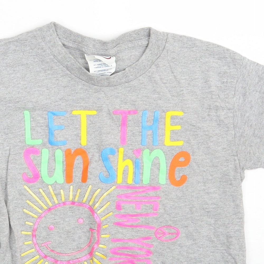 Delta Girls Grey  Cotton Pullover T-Shirt Size M Crew Neck  - Let the Sun Shine- Newyork