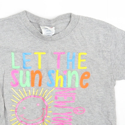 Delta Girls Grey  Cotton Pullover T-Shirt Size M Crew Neck  - Let the Sun Shine- Newyork