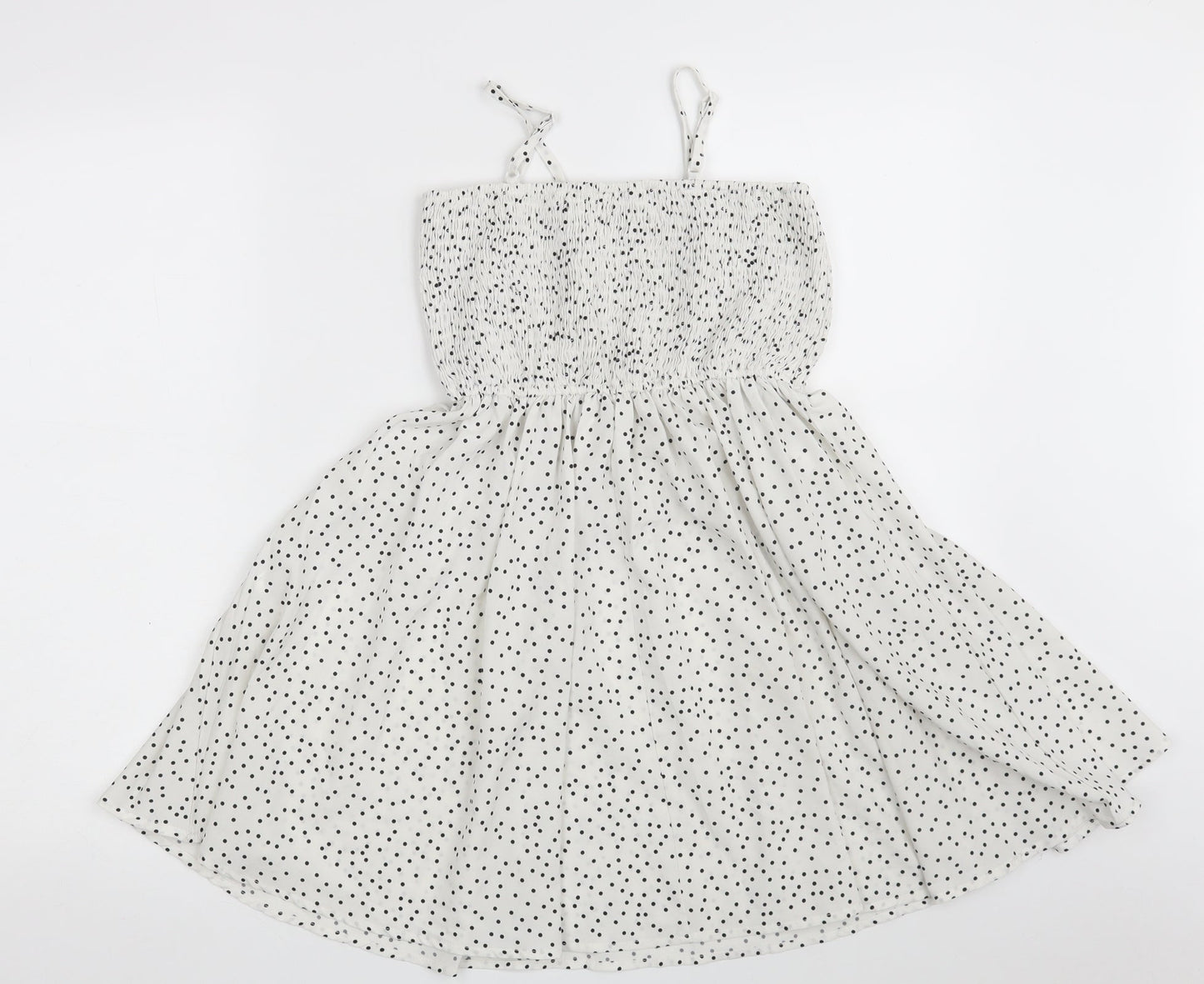 SheIn Girls White Polka Dot 100% Polyester Fit & Flare  Size 10 Years  Off the Shoulder