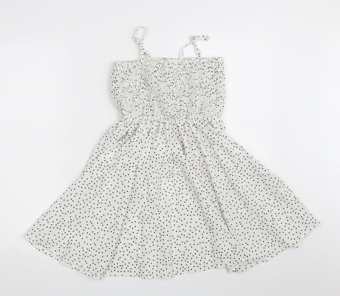 SheIn Girls White Polka Dot 100% Polyester Fit & Flare  Size 10 Years  Off the Shoulder