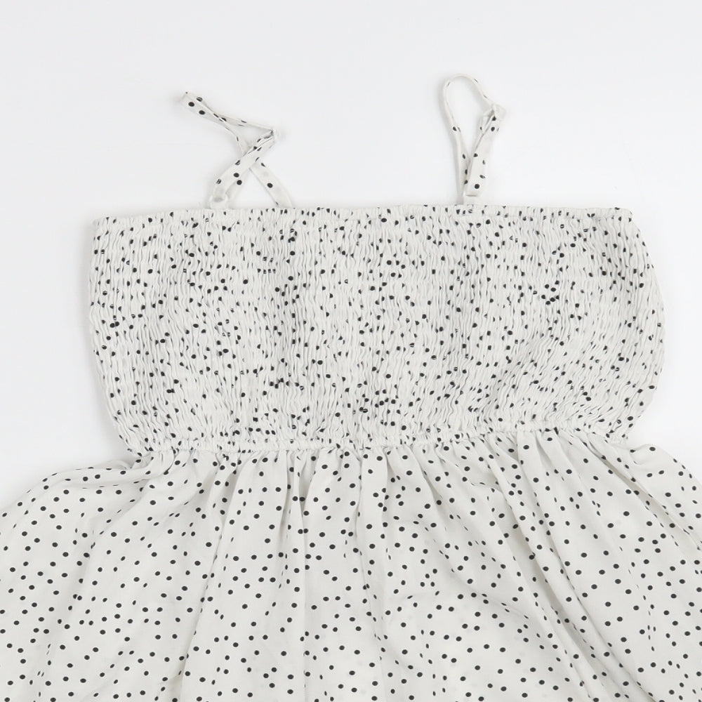 SheIn Girls White Polka Dot 100% Polyester Fit & Flare  Size 10 Years  Off the Shoulder