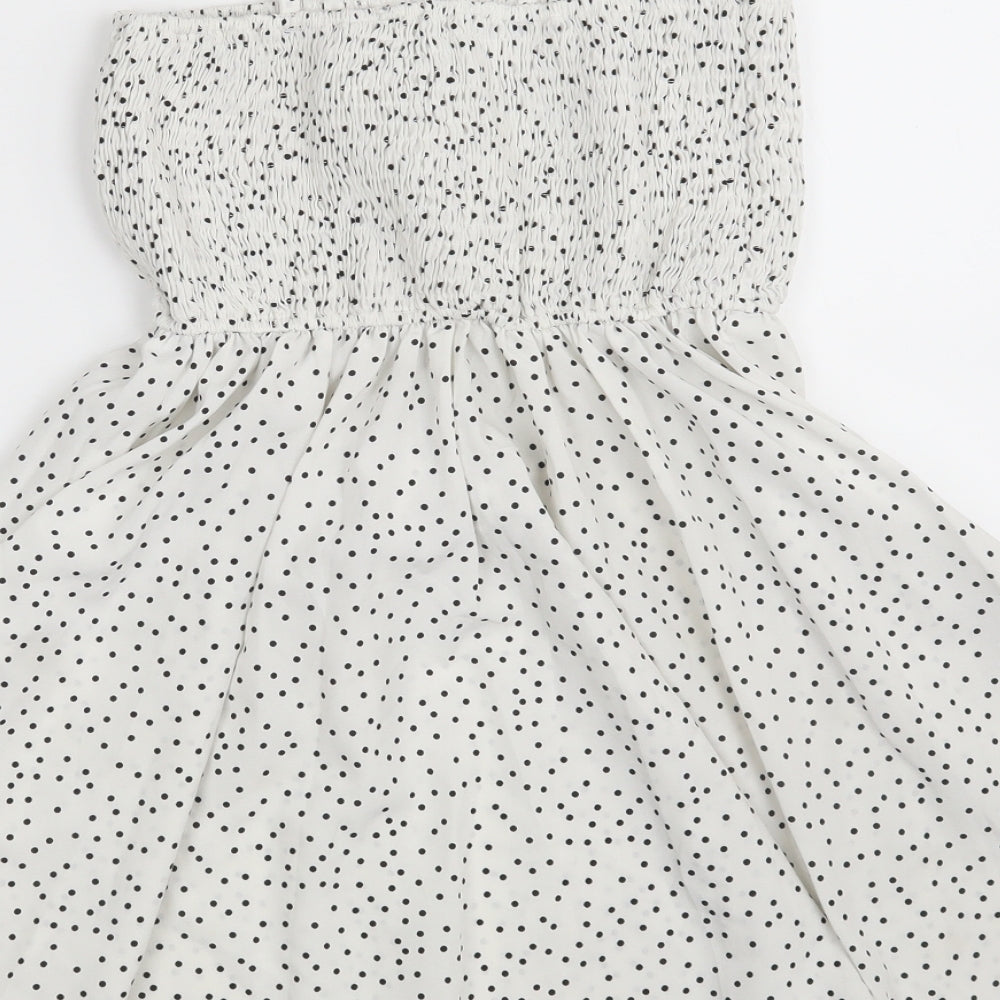 SheIn Girls White Polka Dot 100% Polyester Fit & Flare  Size 10 Years  Off the Shoulder