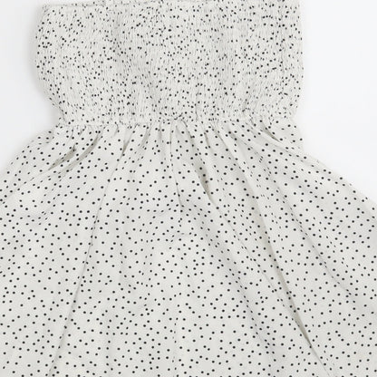 SheIn Girls White Polka Dot 100% Polyester Fit & Flare  Size 10 Years  Off the Shoulder