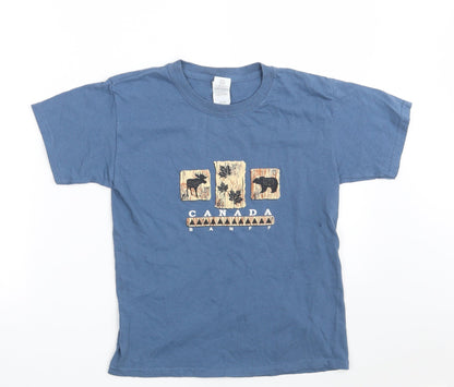 Gildan Boys Blue  100% Cotton Pullover T-Shirt Size S Crew Neck  - Canada