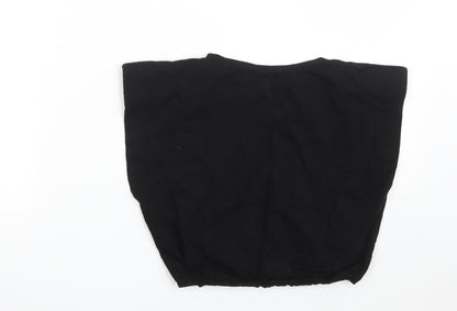 QED London Womens Black  Cotton Cropped T-Shirt Size S Crew Neck