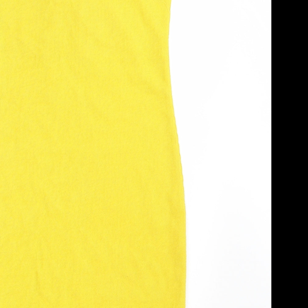 H&M Womens Yellow  Polyester Pencil Dress  Size S  Off the Shoulder