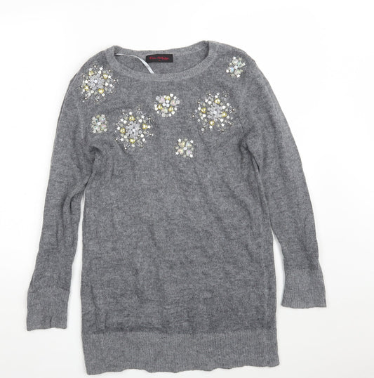 Womens UK Size 12 Miss Selfridge Grey Pullover Jumper
