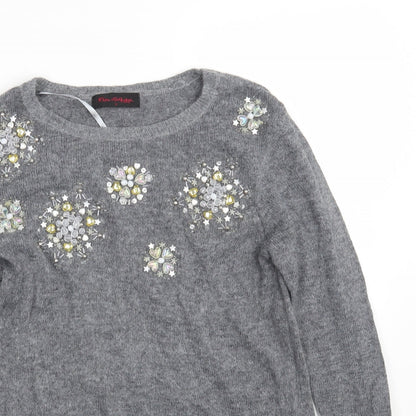 Womens UK Size 12 Miss Selfridge Grey Pullover Jumper