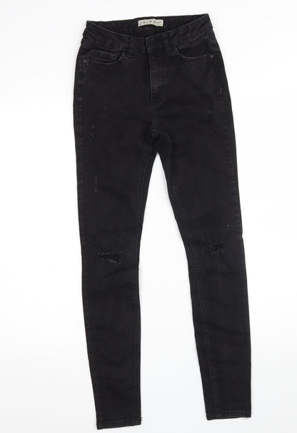 Denim & Co. Womens Black  Cotton Skinny Jeans Size 6 L27 in Slim Zip