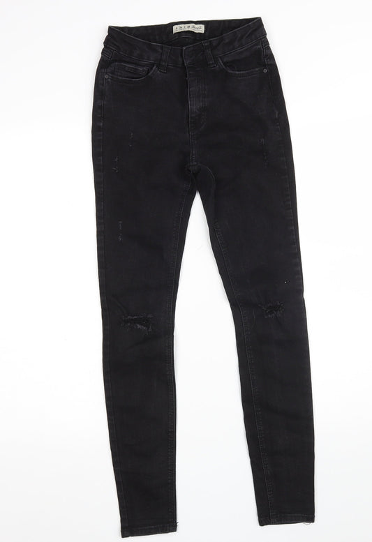 Denim & Co. Womens Black  Cotton Skinny Jeans Size 6 L27 in Slim Zip