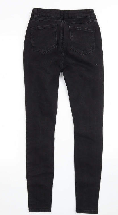 Denim & Co. Womens Black  Cotton Skinny Jeans Size 6 L27 in Slim Zip