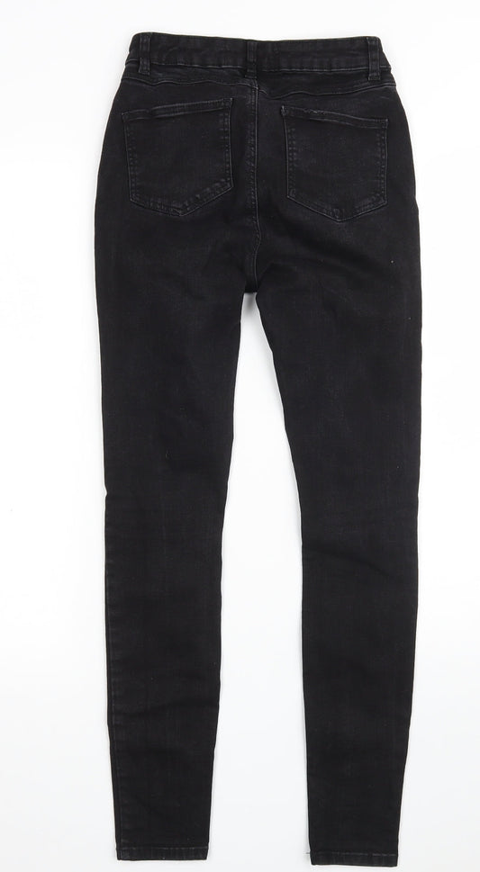 Denim & Co. Womens Black  Cotton Skinny Jeans Size 6 L27 in Slim Zip