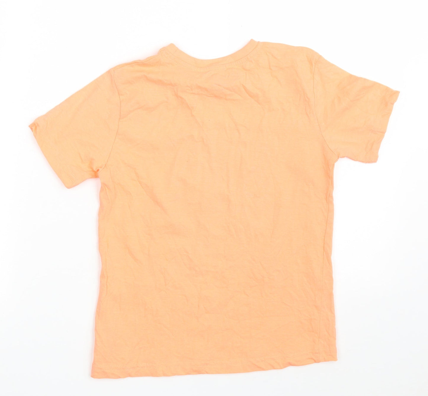 Primark Boys Orange  100% Cotton Pullover T-Shirt Size 7-8 Years Crew Neck  - Worldwide
