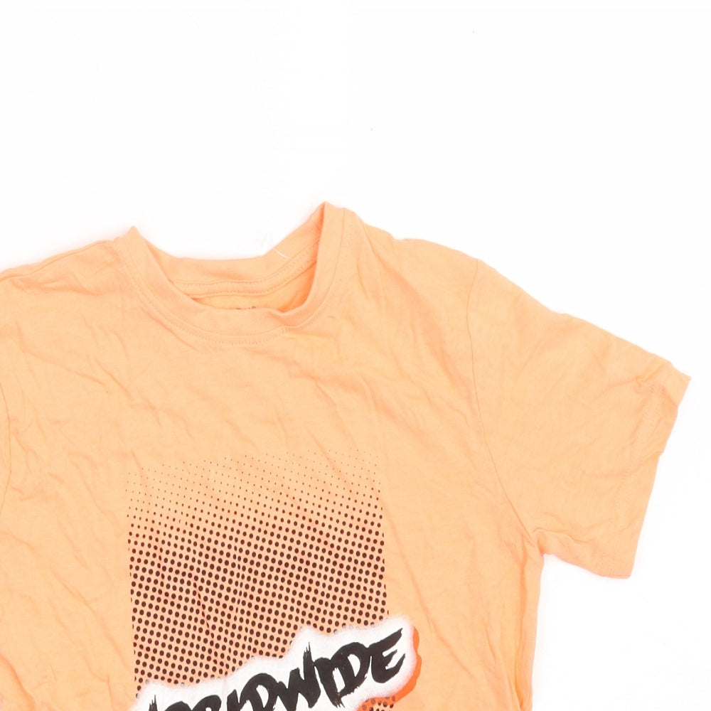 Primark Boys Orange  100% Cotton Pullover T-Shirt Size 7-8 Years Crew Neck  - Worldwide