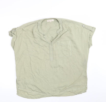 F&F Womens Green  Lyocell Basic Button-Up Size 8 V-Neck