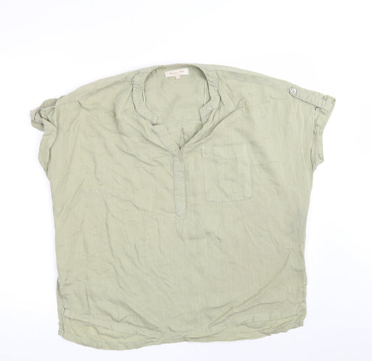 F&F Womens Green  Lyocell Basic Button-Up Size 8 V-Neck