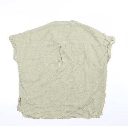 F&F Womens Green  Lyocell Basic Button-Up Size 8 V-Neck