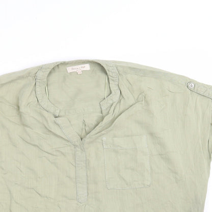 F&F Womens Green  Lyocell Basic Button-Up Size 8 V-Neck