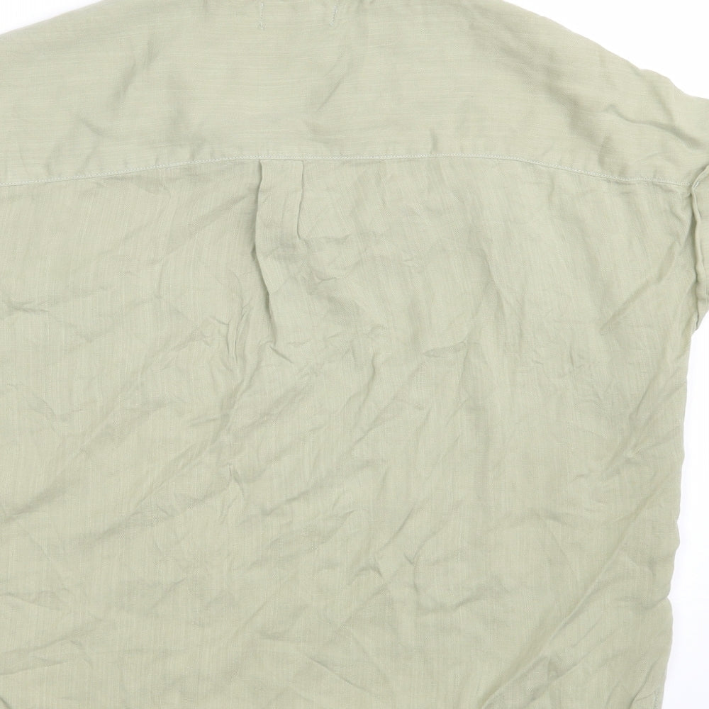 F&F Womens Green  Lyocell Basic Button-Up Size 8 V-Neck