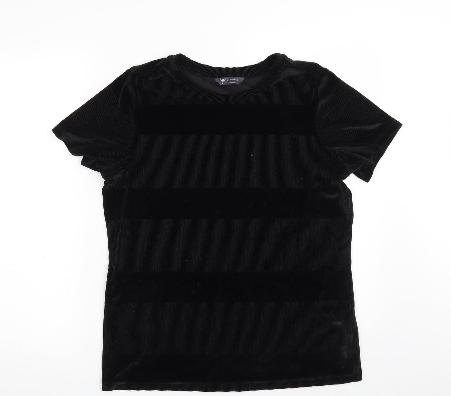 Womens UK Size 16 Marks and Spencer Black Basic T-Shirt