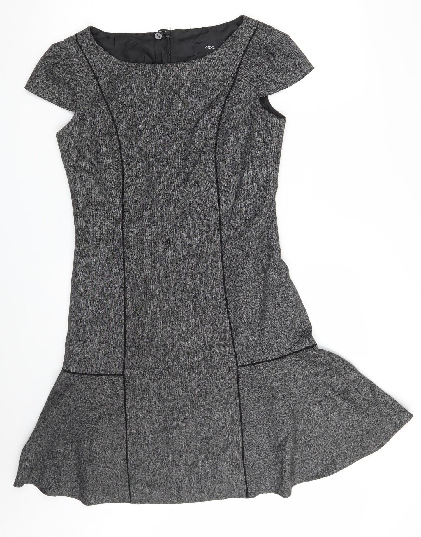 NEXT Womens Grey  Polyester A-Line  Size 8  Boat Neck Zip