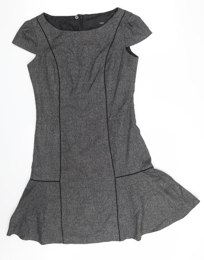 NEXT Womens Grey  Polyester A-Line  Size 8  Boat Neck Zip