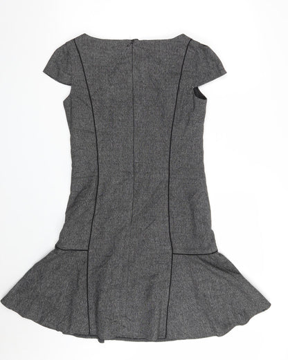 NEXT Womens Grey  Polyester A-Line  Size 8  Boat Neck Zip