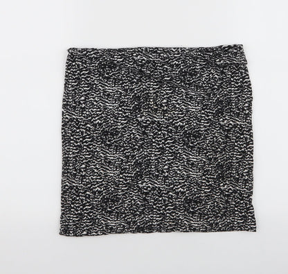 H&M Womens Black Animal Print Cotton Mini Skirt Size S