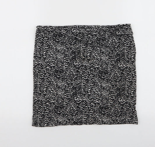 H&M Womens Black Animal Print Cotton Mini Skirt Size S