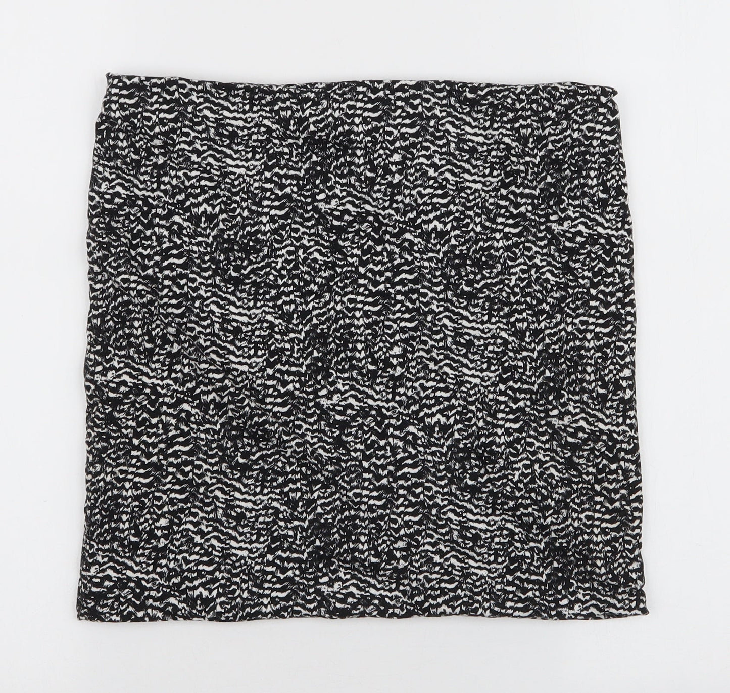 H&M Womens Black Animal Print Cotton Mini Skirt Size S