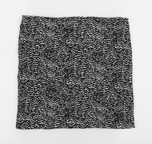 H&M Womens Black Animal Print Cotton Mini Skirt Size S
