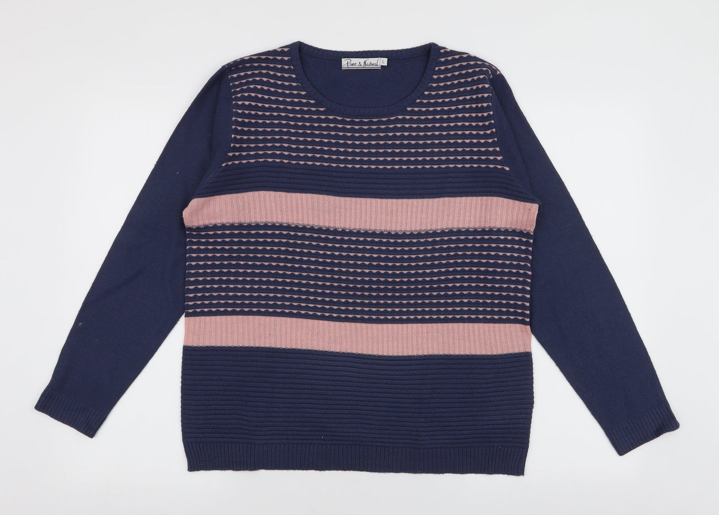 Womens UK Size L Pure & Natural Blue Pullover Jumper