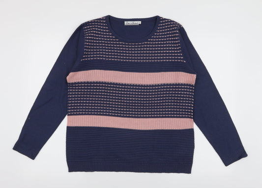 Womens UK Size L Pure & Natural Blue Pullover Jumper