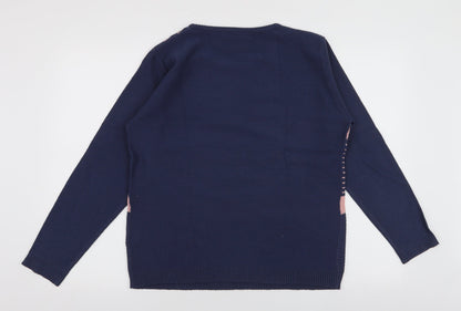 Womens UK Size L Pure & Natural Blue Pullover Jumper