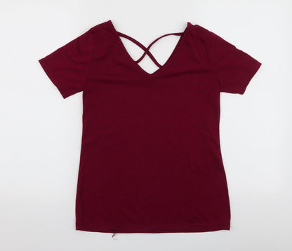 Womens UK Size S Preworn Red Jersey T-Shirt