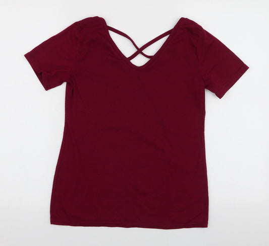 Womens UK Size S Preworn Red Jersey T-Shirt