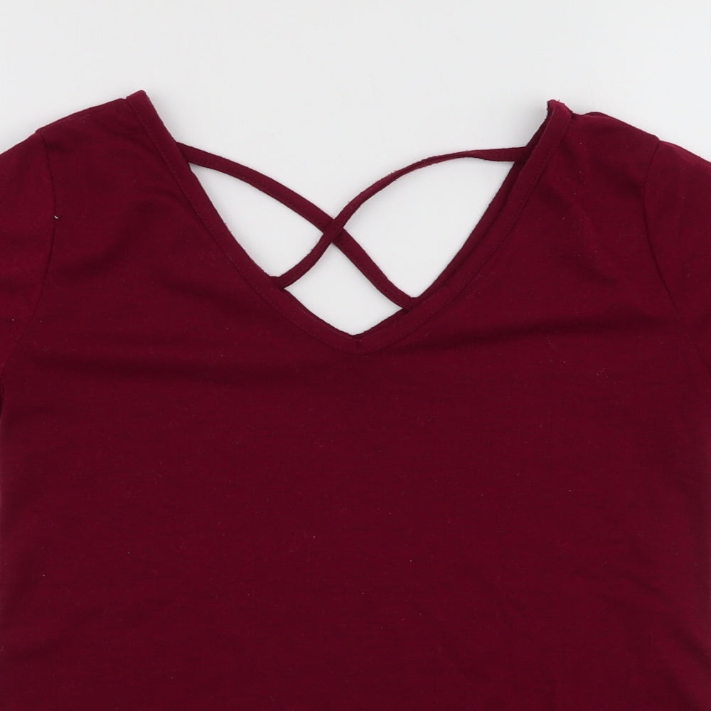 Womens UK Size S Preworn Red Jersey T-Shirt