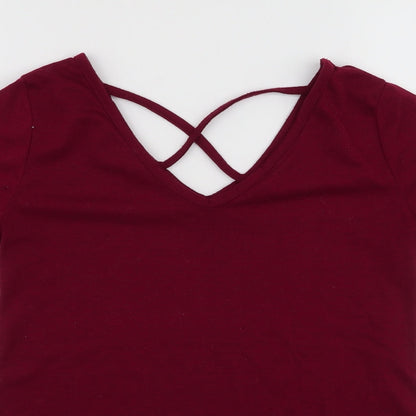 Womens UK Size S Preworn Red Jersey T-Shirt