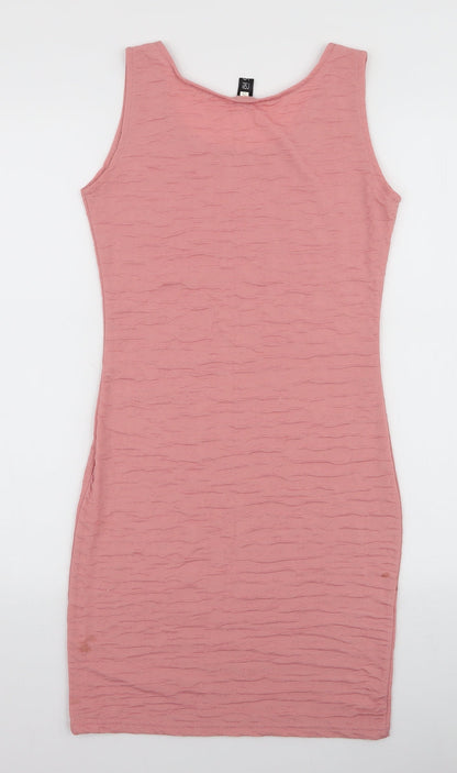 Preworn Womens Pink  Polyester Bodycon  Size S  Round Neck Pullover