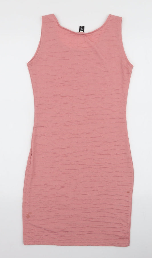 Preworn Womens Pink  Polyester Bodycon  Size S  Round Neck Pullover