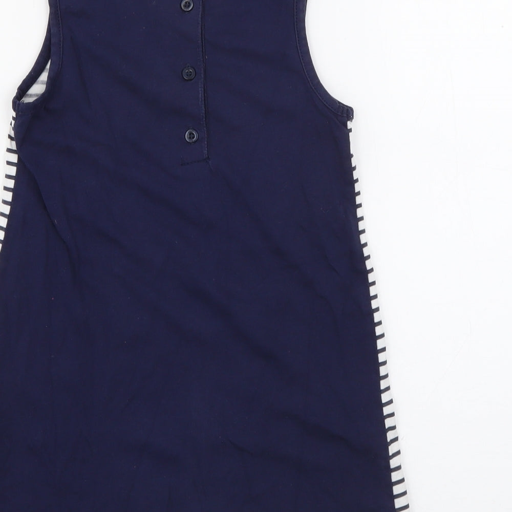minicone Girls Blue Striped Cotton Tank Dress  Size 3 Years  Round Neck