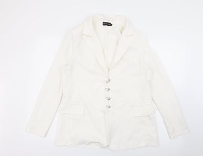 PRETTYLITTLETHING Womens White  Polyester Jacket Blazer Size 12   - Corset Detail