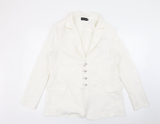 PRETTYLITTLETHING Womens White  Polyester Jacket Blazer Size 12   - Corset Detail