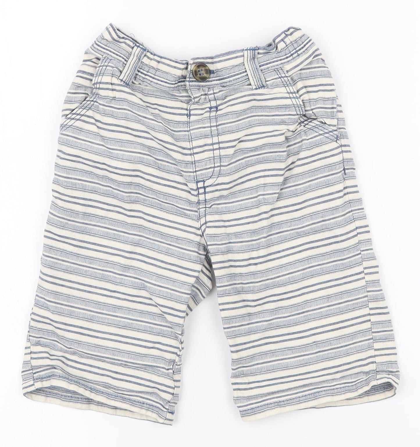Dunnes Stores Boys White Striped 100% Cotton Chino Shorts Size 3-4 Years  Regular  - Button closure