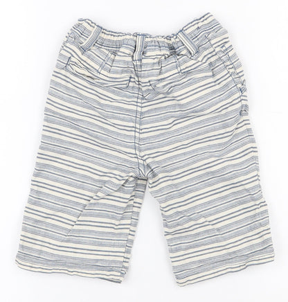 Dunnes Stores Boys White Striped 100% Cotton Chino Shorts Size 3-4 Years  Regular  - Button closure