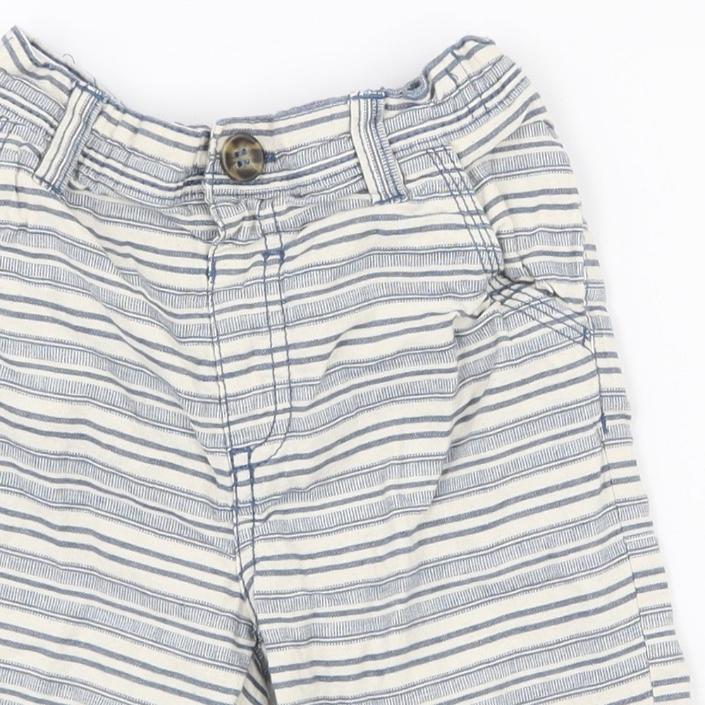 Dunnes Stores Boys White Striped 100% Cotton Chino Shorts Size 3-4 Years  Regular  - Button closure