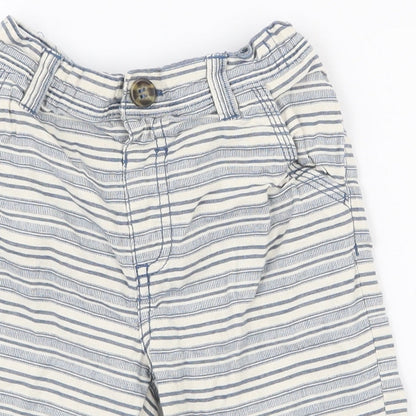 Dunnes Stores Boys White Striped 100% Cotton Chino Shorts Size 3-4 Years  Regular  - Button closure