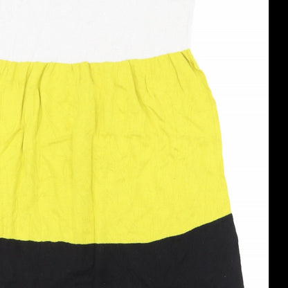 Wallis Womens Multicoloured Colourblock Cotton Jumper Dress  Size M  Scoop Neck Pullover
