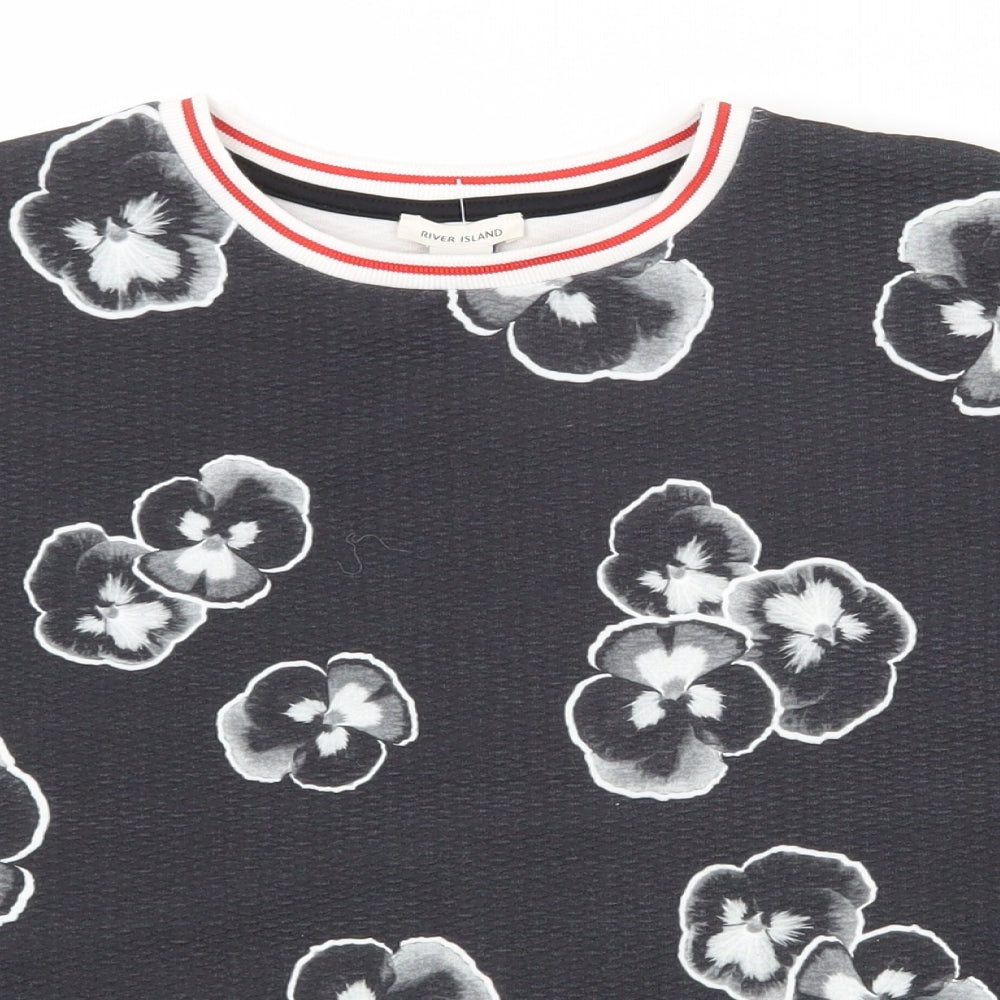 River Island Girls Grey Floral Polyester Pullover Sweatshirt Size 11-12 Years  Pullover